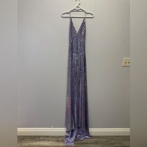 Alex Perry Backless Sequin Dress Lilac